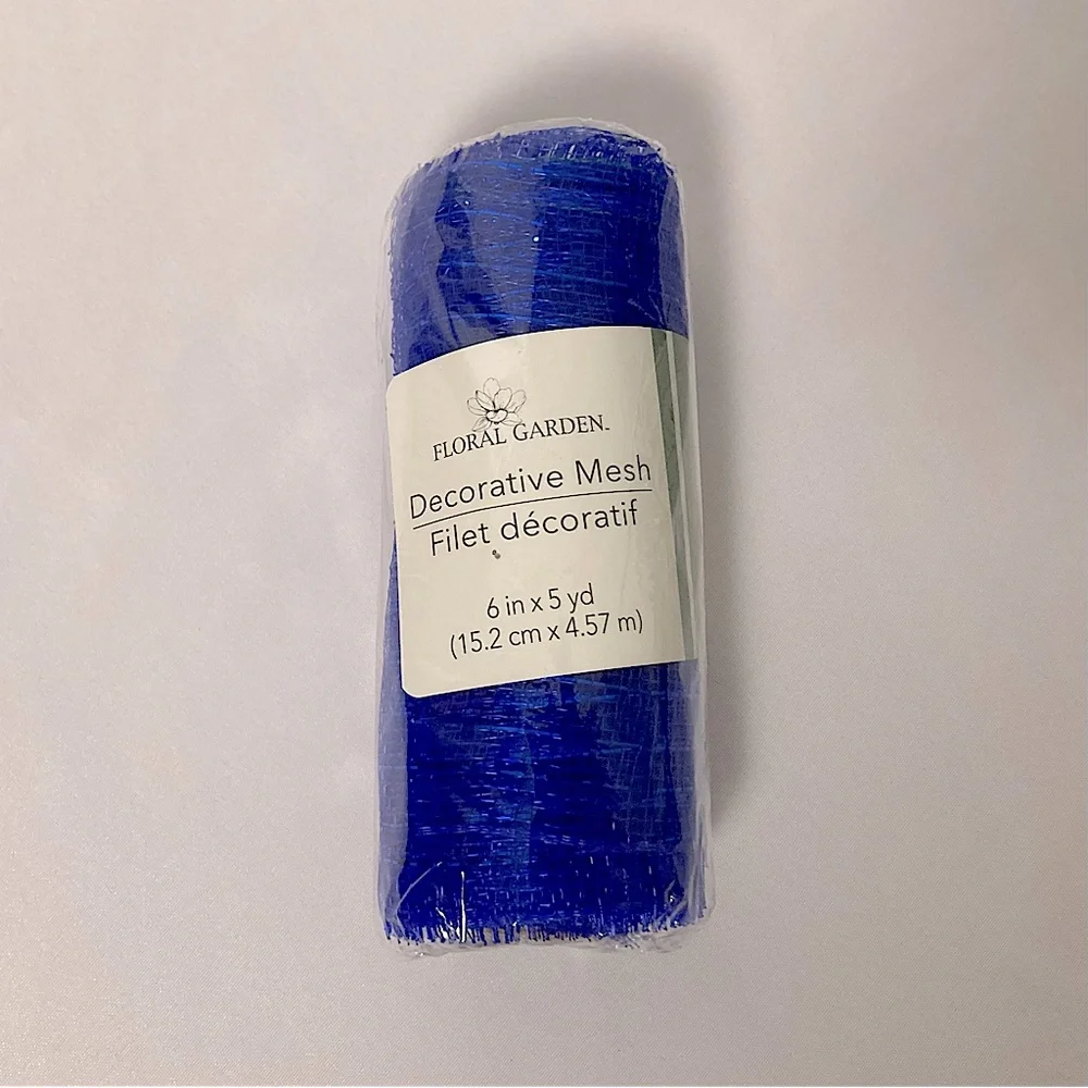 Floral Garden Royal Blue Decorative Mesh 6” x 180”